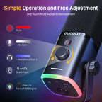 MAONO PD100X Dynamic Microphone. Software Noise Reduction Included. RGB Gaming Mic. Enhances Gaming Experience. Ideal for Record