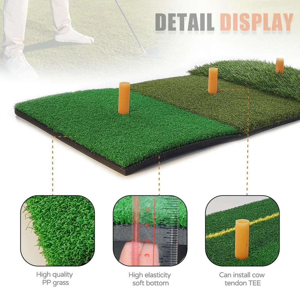 Golf Hitting Mat Indoor Outdoor Golf Training Aids Mini Practice Durable PP Grass Pad Backyard Exercise Golf Mat