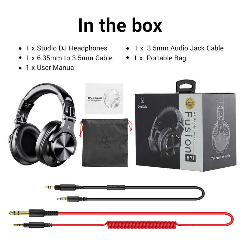 Oneodio A71 Wired HiFi Headphones With Mic Over Ear Stereo Hi-Res Headset Studio DJ Headphone For Recording Monitor 3.5/6.35mm