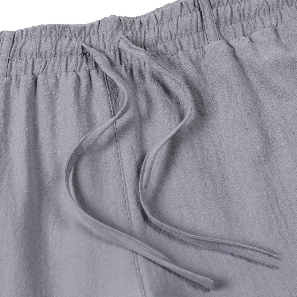 2026 European And American Men's Cotton And Linen Trousers Multi-pocket Work Pants Loose Straight Sportswear And Casual Trousers