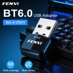 FENVI USB Bluetooth 6.0 Adapter BT 5.4 Dongle for PC Wireless Mouse Keyborad Music Audio Receiver USB Transmitter Windows 11/10
