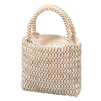 Women's Tote Bag Large Capacity Color Block Wooden Beaded Handmade Bohemian Summer Beach Resort Vacation
