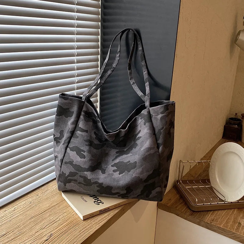 Women Camouflage Tote Shoulder Bag Female Large Capacity Handbag Ladies Casual Work Travel Purse Canvas Shopper Pack