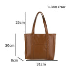 Simple Large Capacity Tote Bags for Women Retro Pu Leather Ladies Shoulder Bag Commuter Portable Girls Student Underarm Handbag