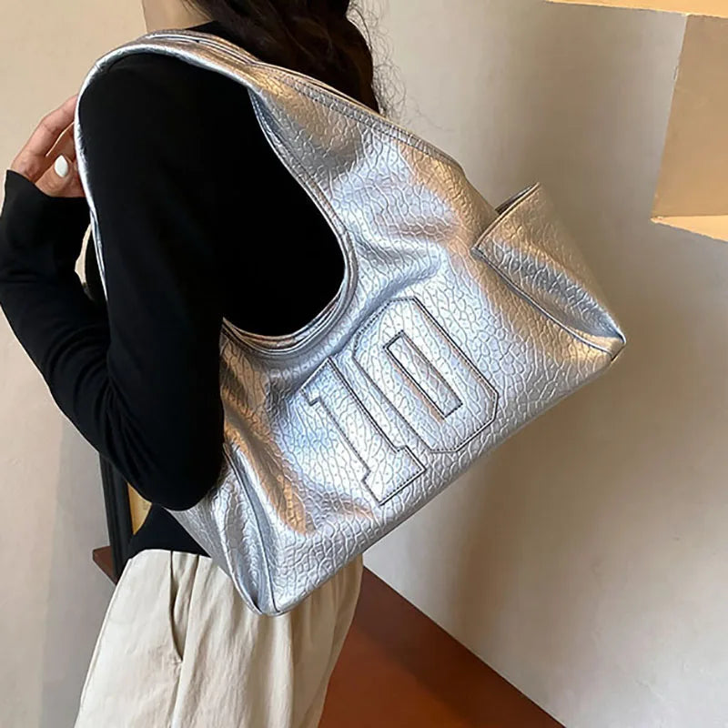 2024 New Women's Tote Bags Trendy Versatile Commuting Large Capacity One Shoulder Bag Summer Casual Solid Color Female Handbags