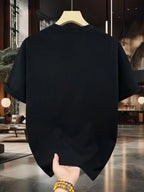 Men's summer 100 cotton fashionable casual loose plus size shark pattern printed sports round neck short sleeved T-shirt top