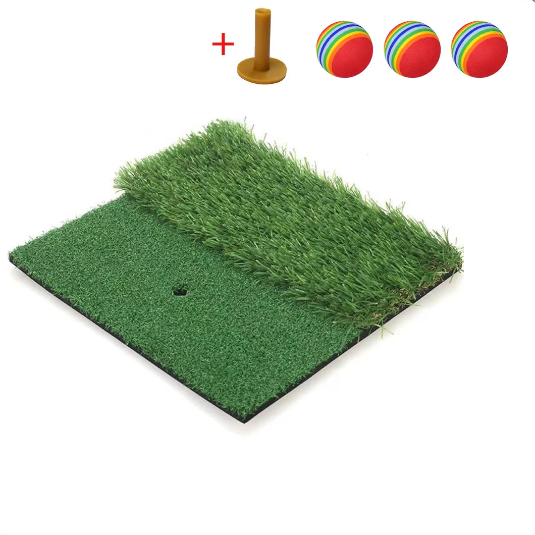 Golf Hitting Mat Artificial Turf Golf Practice Mat with Tee Hole Portable for Training Swing & Chipping in Backyard, Garage, Bas