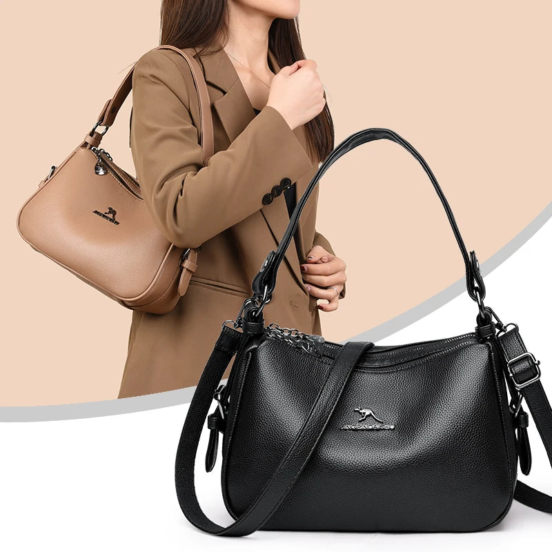 Women's Bags Vintage Genuine High quality PU Women's handbags Casual Ladies' Tote Bags, Soft and Large capacity Handbags wallet