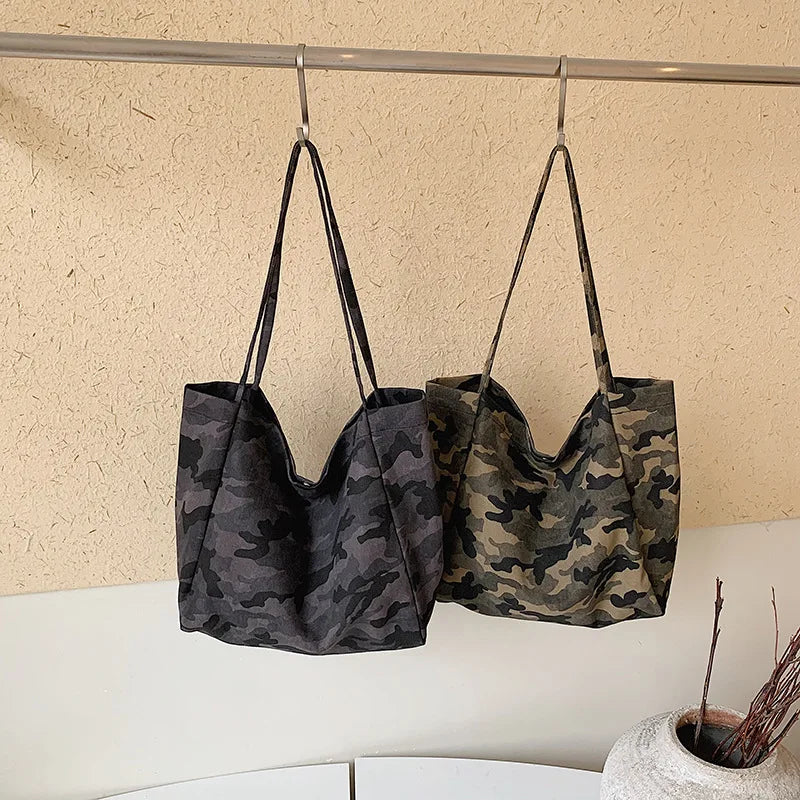 Women Camouflage Tote Shoulder Bag Female Large Capacity Handbag Ladies Casual Work Travel Purse Canvas Shopper Pack