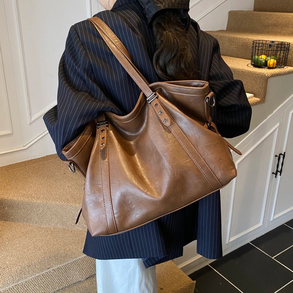 Women's Bag Large Capacity Shoulder Bags High Quality PU Leather Handbags and Purse Female Retro Tote Bags sac a main femme