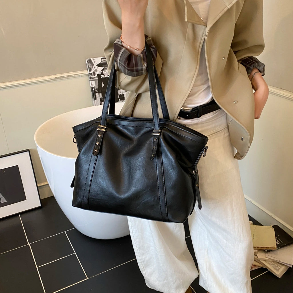 Women's Bag Large Capacity Shoulder Bags High Quality PU Leather Handbags and Purse Female Retro Tote Bags sac a main femme