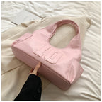 2024 New Women's Tote Bags Trendy Versatile Commuting Large Capacity One Shoulder Bag Summer Casual Solid Color Female Handbags