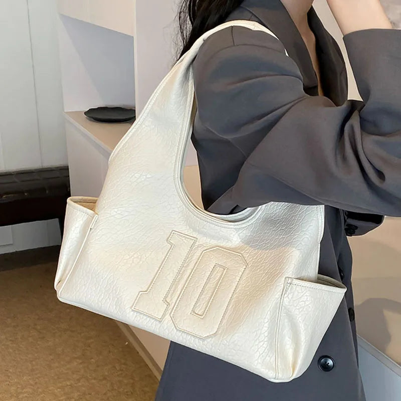 2024 New Women's Tote Bags Trendy Versatile Commuting Large Capacity One Shoulder Bag Summer Casual Solid Color Female Handbags