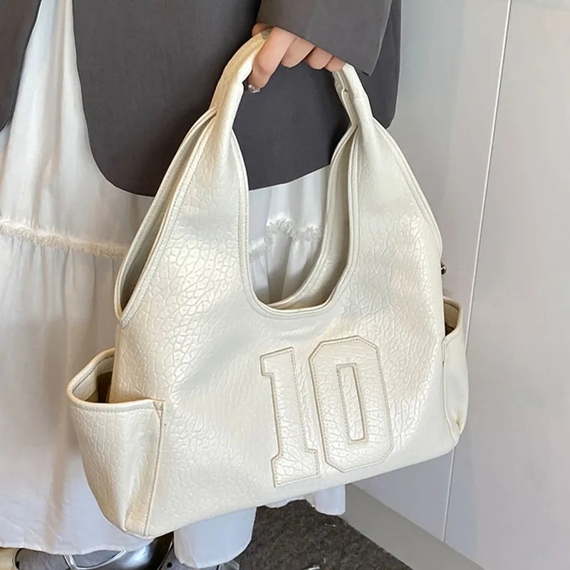 2024 New Women's Tote Bags Trendy Versatile Commuting Large Capacity One Shoulder Bag Summer Casual Solid Color Female Handbags
