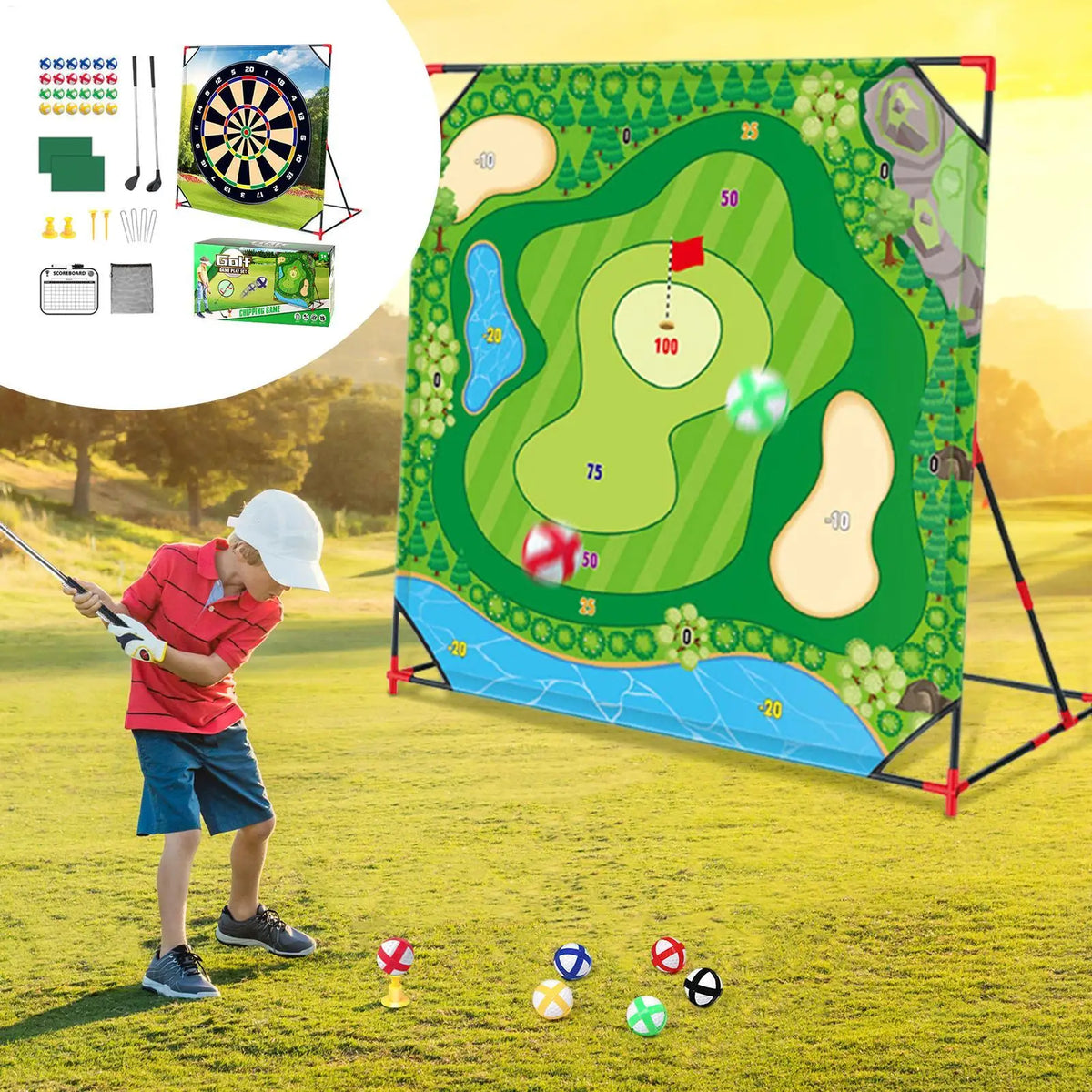 Golf Hitting Mat Battle Golf Chipping Game Sports Activities Putting Practice Toy Swing Training Tool for Home Backyard